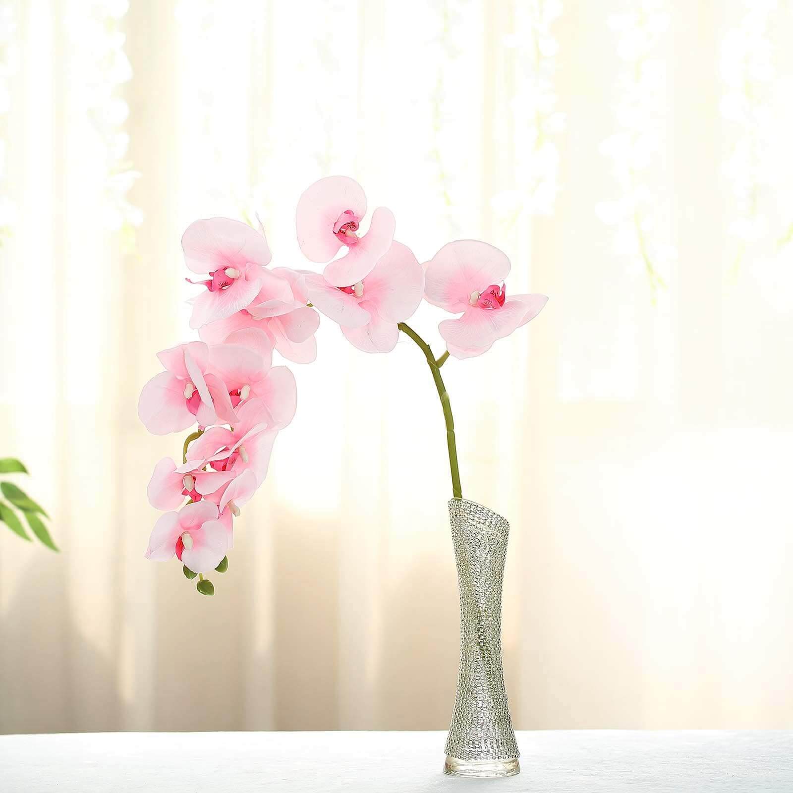 2 Stems Pink Artificial Silk Orchid Flower Bouquets 40