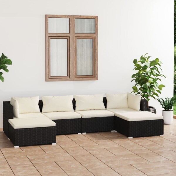 vidaXL Patio Lounge Set Outdoor Sectional Sofa Set Table Garden Poly Rattan