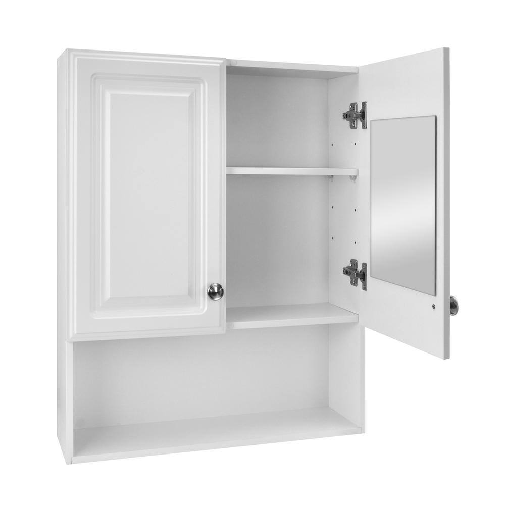 Glacier Bay 23-18 in. W x 27-78 in. H Framed Surface-Mount Bathroom Medicine Cabinet in White 45396