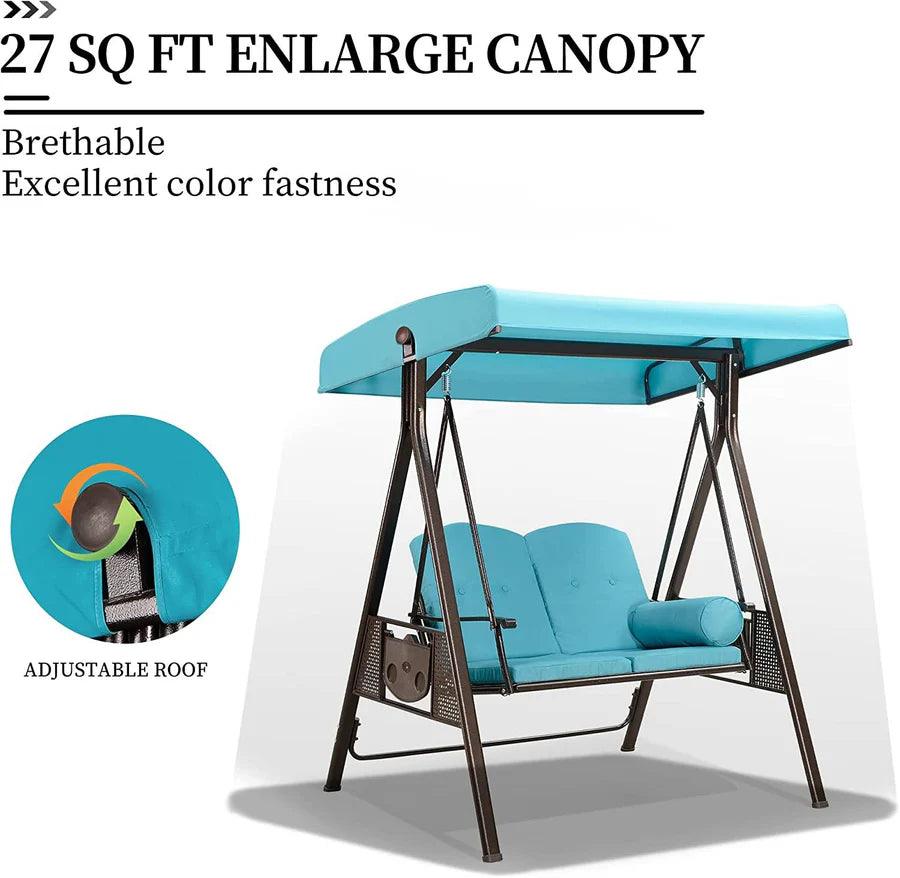 Clearance – PURPLE LEAF Outdoor Adjustable Canopy Swing Patio Porch Swing with Cushions and Pillow
