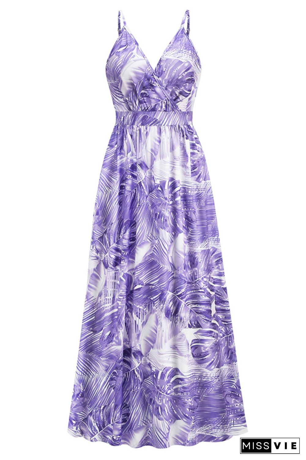 Wrap V Neck Abstract Print Cami Maxi Dress