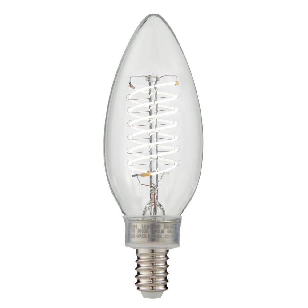 EcoSmart 60-Watt Equivalent B11 Dimmable E12 Candelabra Fine Bendy Filament LED Vintage Edison Light Bulb Bright White (3-Pack) B11C7DE12830S