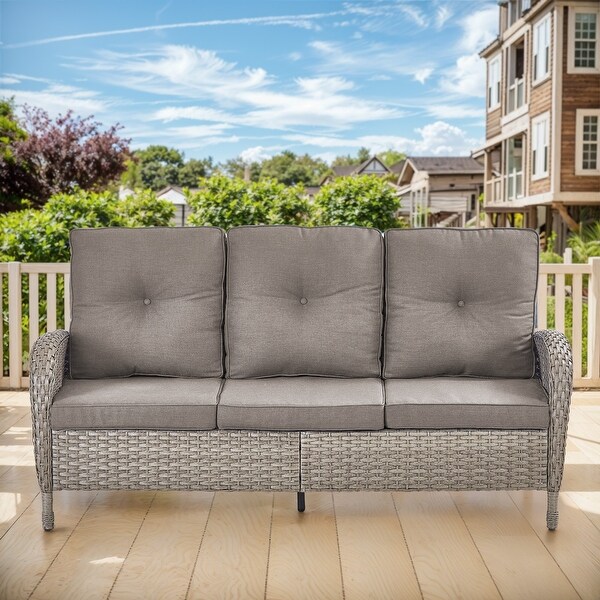 Gymojoy 3Seat Outdoor Wicker Sofa with Professional Outdoor Cushions