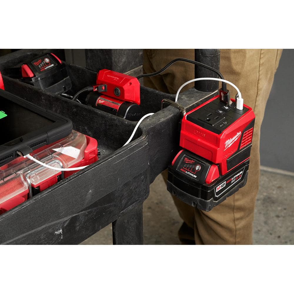 Milwaukee M18 18Volt LithiumIon 175Watt Powered Compact Inverter with 50 Ah Battery and Charger