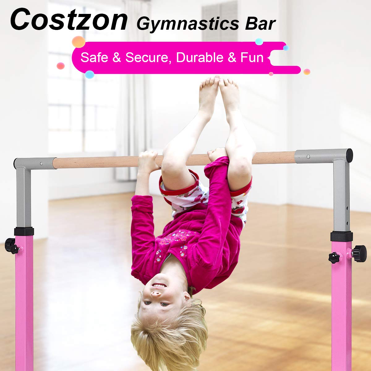 Costzon Junior Training Bar with 4ft Gymnastics Mat