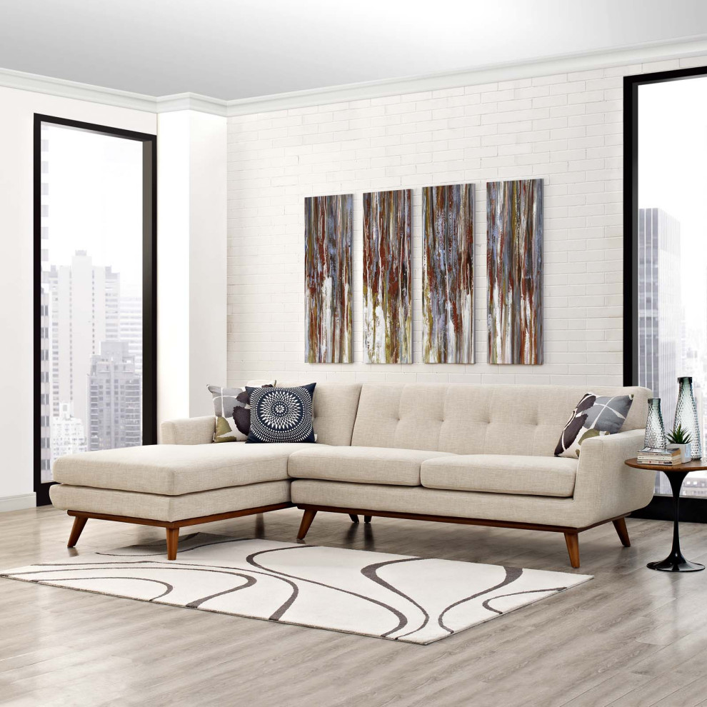 Engage Left Facing Upholstered Fabric Sectional Sofa   Midcentury   Sectional Sofas   by Uber Bazaar  Houzz