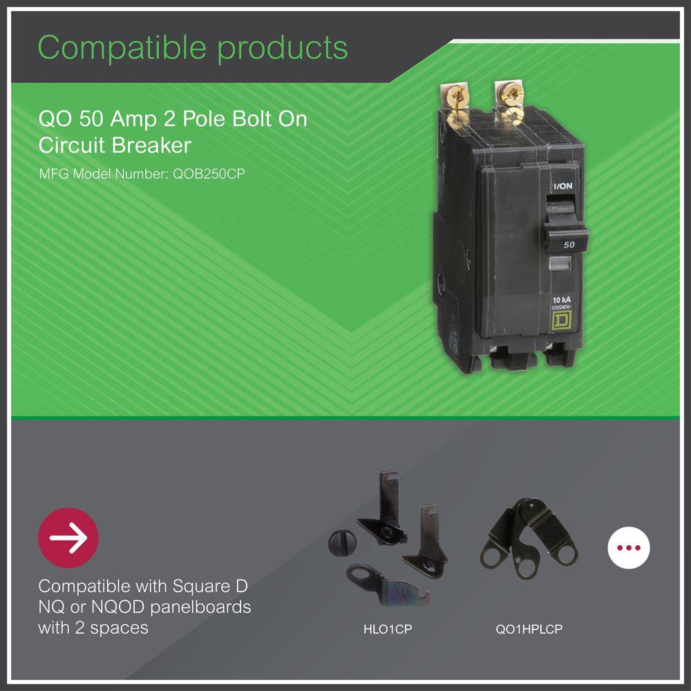 Square D QO 50 Amp 2-Pole Bolt-On Circuit Breaker QOB250CP