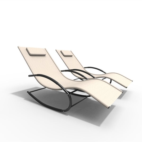 2-Pieces Outdoor Iron Rocking U-shaped Lounge Chair