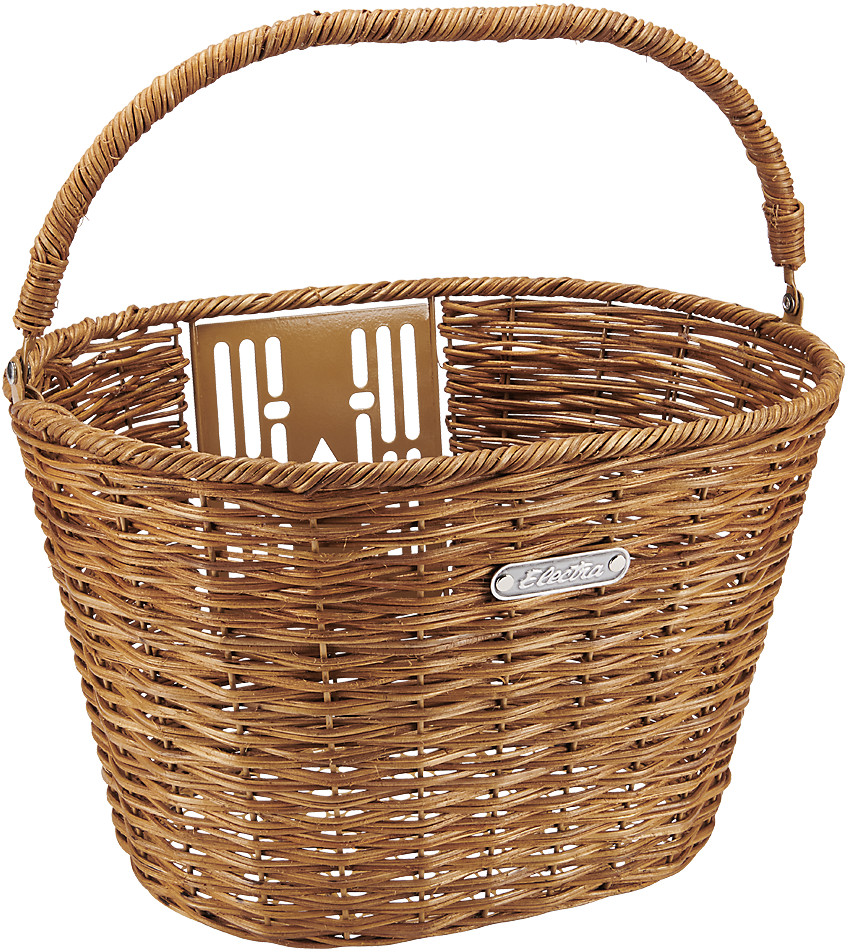 Electra Rattan Front QR Basket - with Handle - Natural