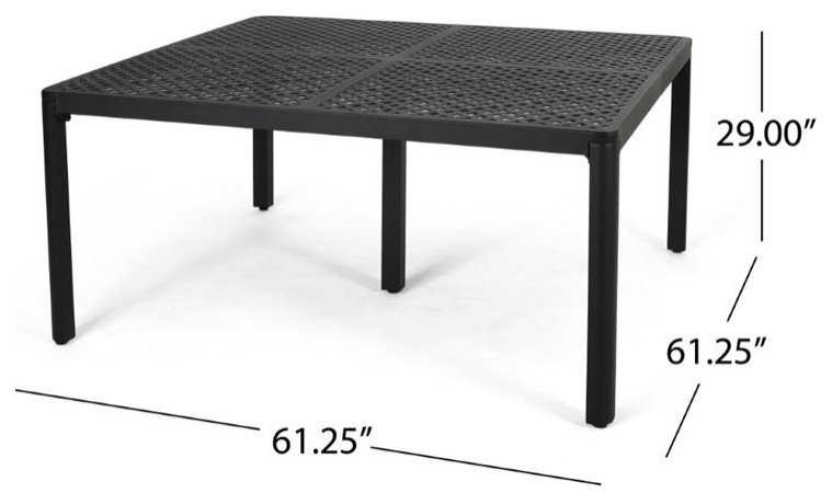 Noble House Tahoe Outdoor Aluminum Dining Table in Matte Black   Transitional   Outdoor Dining Tables   by Homesquare  Houzz