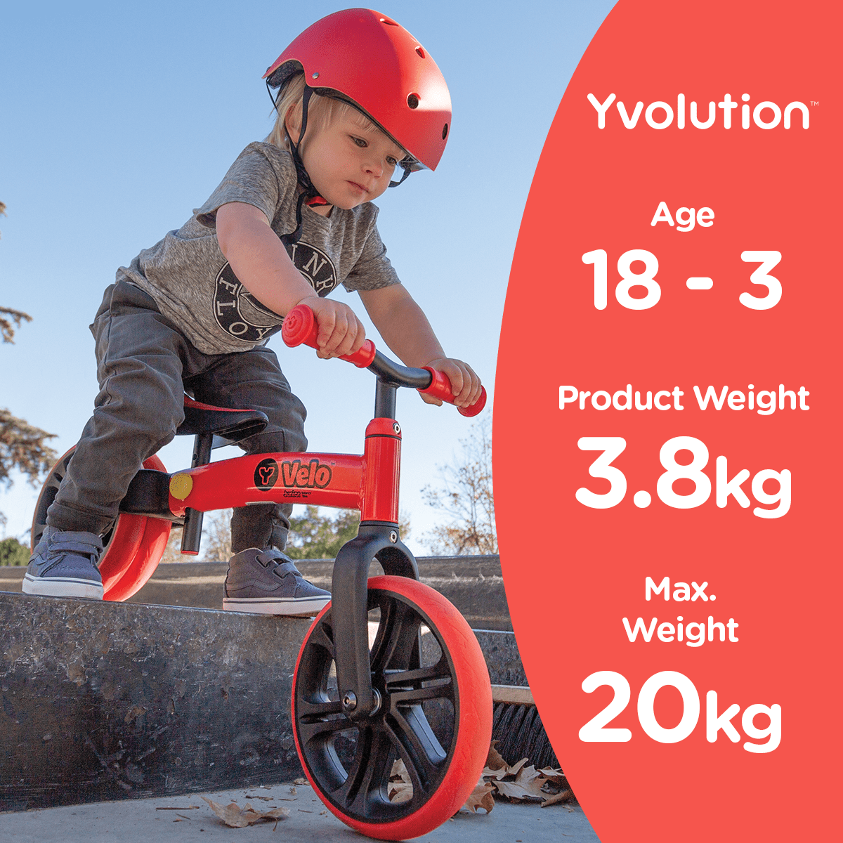 Yvolution Y Velo Toddler Balance Bike - Red | 9" Training Bicycle - Age 18 Months to 3 Years, Unisex