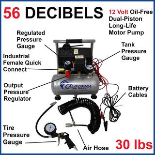 California Air Tools Light and Quiet 1.0 Gal. 12-Volt (Car Battery Operated) Steel Tank Portable Air Compressor 12V1P10S