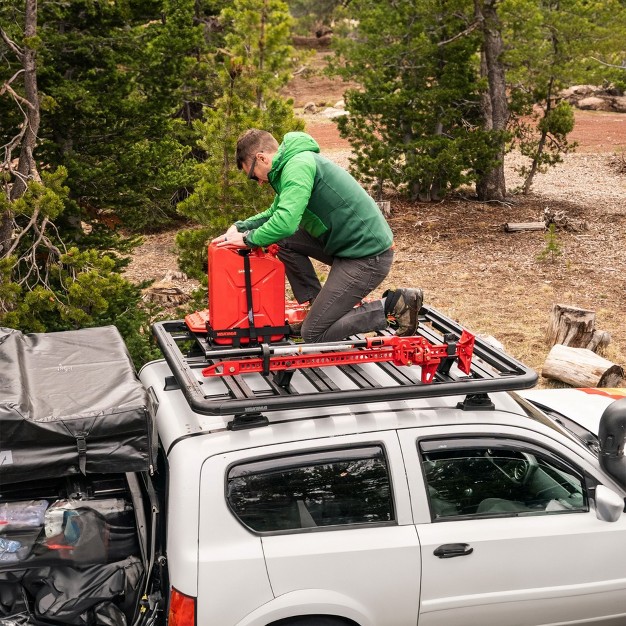 Yakima Locknload Plastic Platform Jerry Can Holder For Roof Rack Systems With 45 Pound Load Capacity And Heavy Duty Hook Straps Black