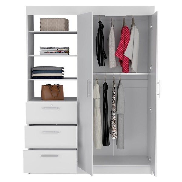 3 Drawers Armoire with 2 Door and 3-Tier Shelf - - 37846461