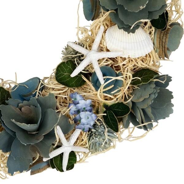 Floral Starfish and Seashells Artificial Wreath