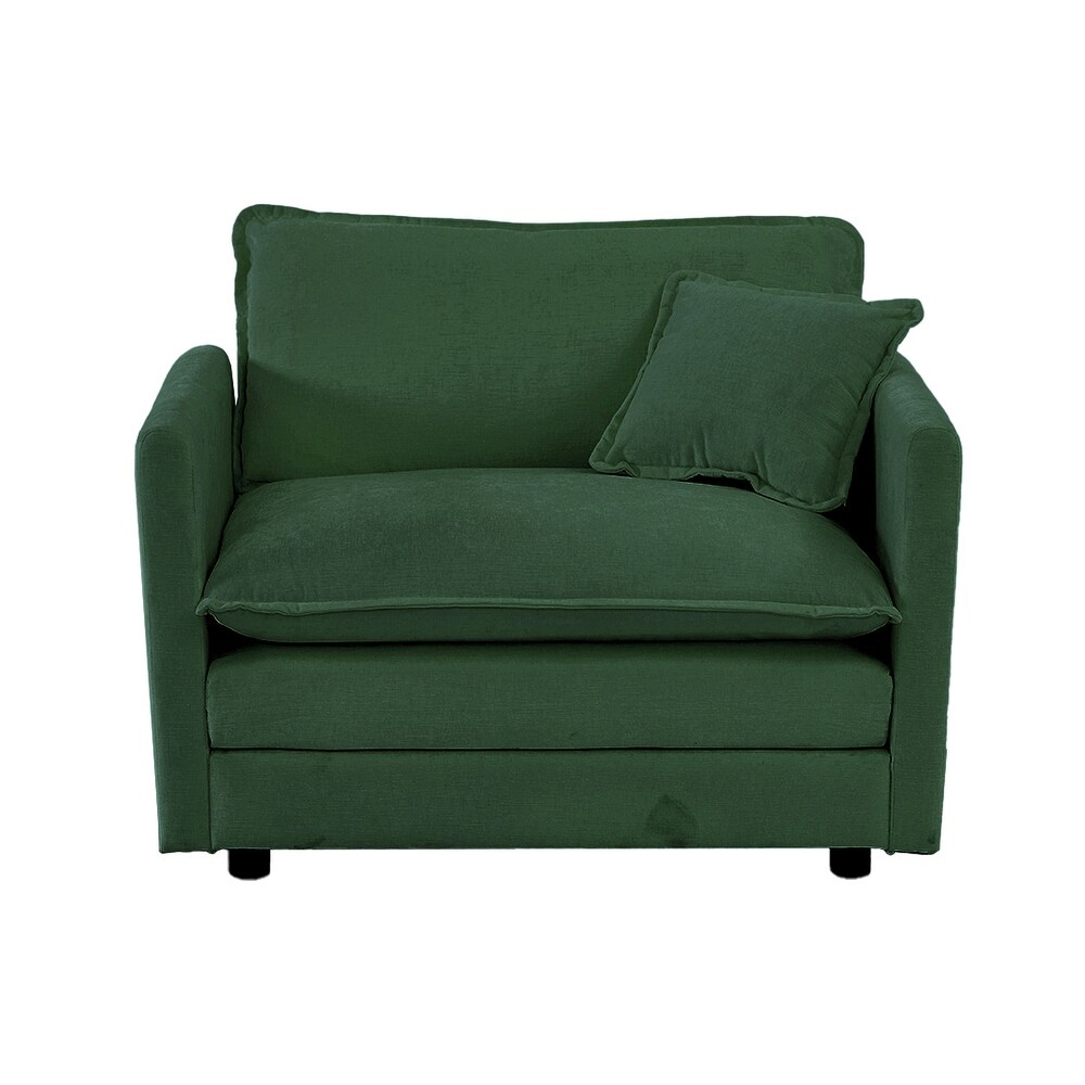 Chenille Armchairs Sofa Green Lounge Accent Chair Loveseat w/ Pillow