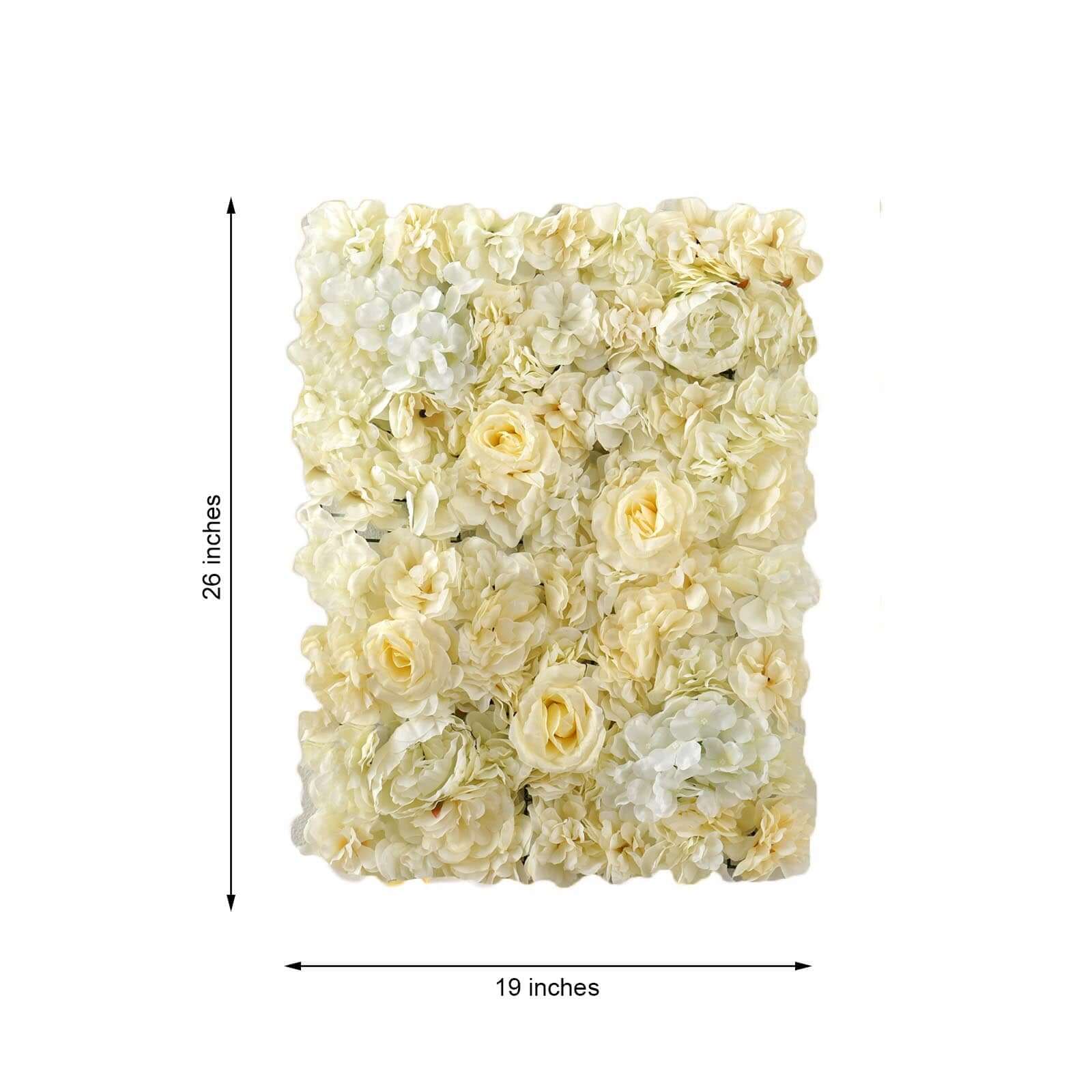 White/Champagne UV Protected Assorted Flower Wall Mat Backdrop 4 Artificial Panels 13 Sq ft.