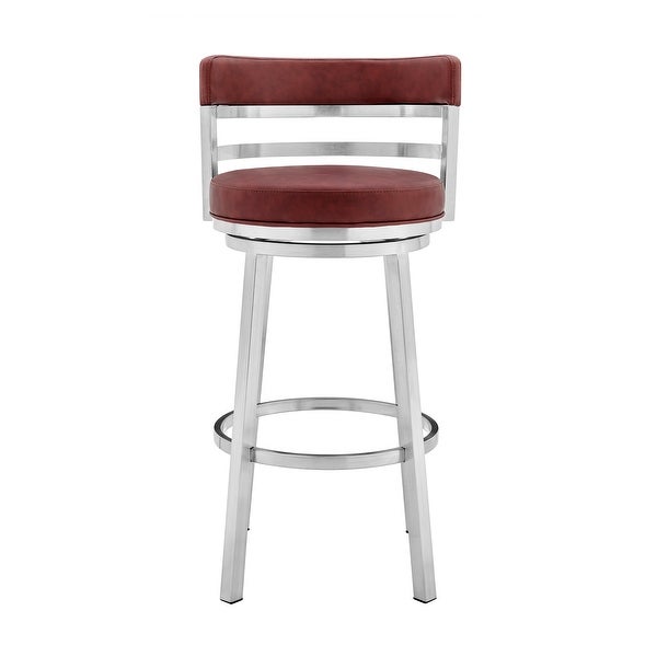 Madrid Modern Swivel Counter/Bar Stool in Faux Leather and Brushed Stainless Steel