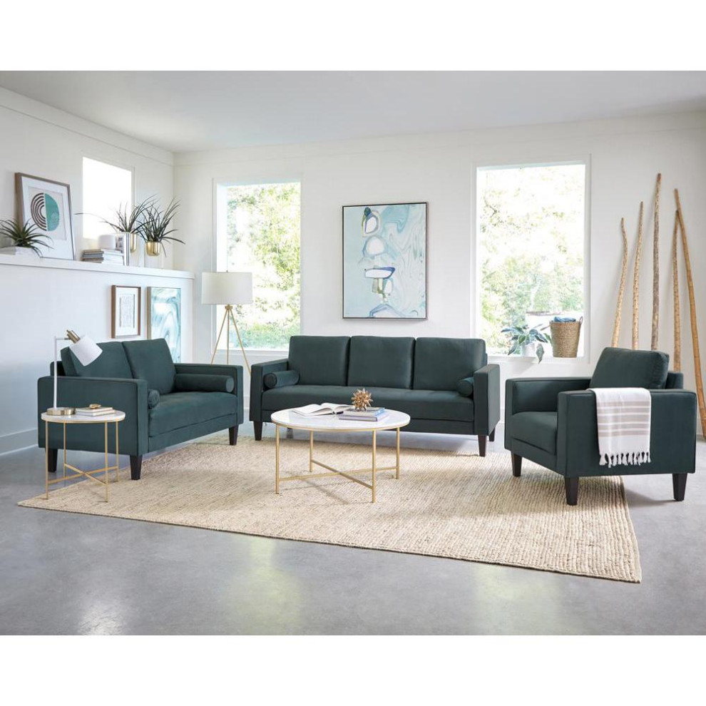 Gulfdale Cushion Back Upholstered Loveseat Dark Teal   Contemporary   Sofas   by BisonOffice  Houzz