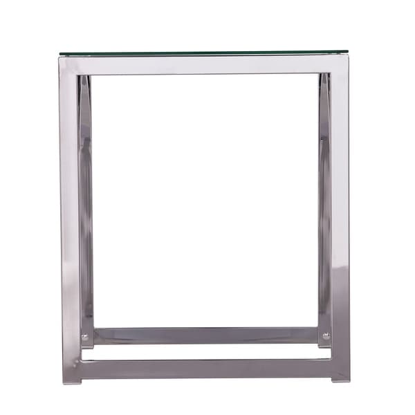 SEI Furniture Stene Contemporary Silver Glass Side Table