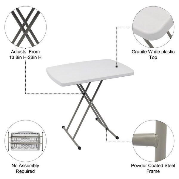 30'' Plastic Rectangular Adjustable Folding Table