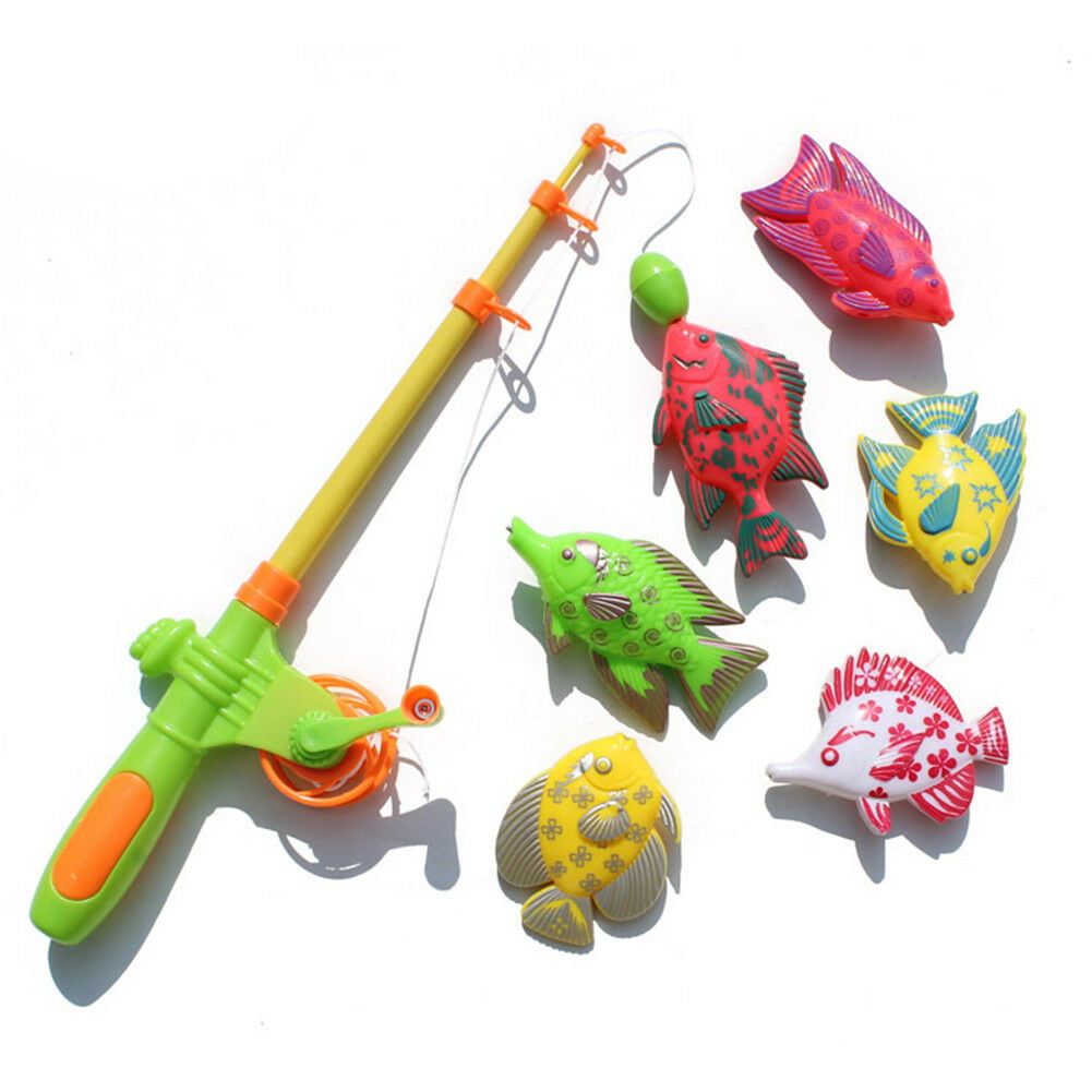 7 Pieces Magnetic Fishing Fish Rod Model Game Fun Toy Kid Children Baby Bath Time Gift Fishing Toys