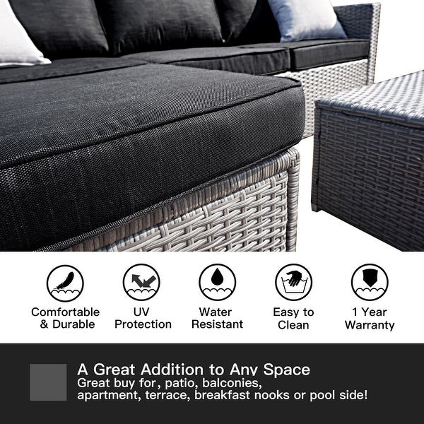 3-piece Patio Furniture Sets Resin Wicker Outdoor Sectional Sofa Chat Set - Overstock - 31721010