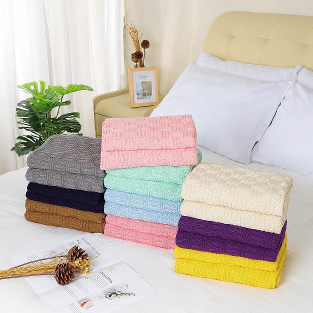 Piccocasa 100 Cotton Knitted Soft Home Office Bed Blankets 1 Pc