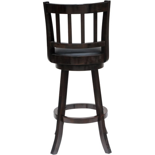 Boraam Bloomington 29 Faux Leather Swivel Wood Bar Stool - Cappuccino Finish