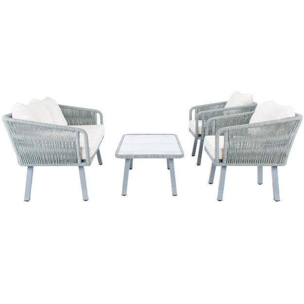 Kerson 4 Piece Rope Patio Outdoor Living Set Safavieh