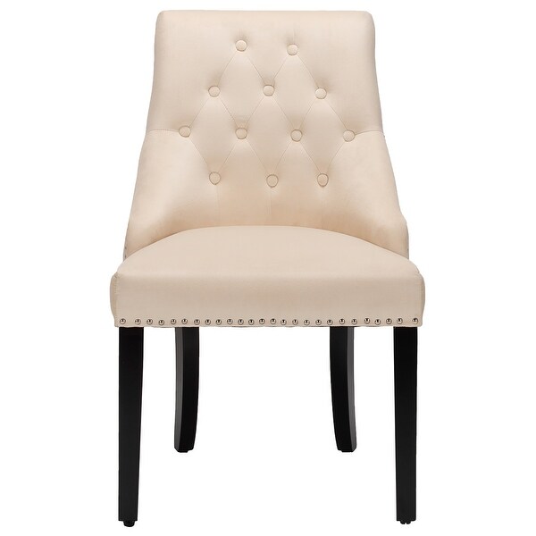 Velvet Dining Chair Upholstered Tufted Armless w/ Nailed Trim and Ring