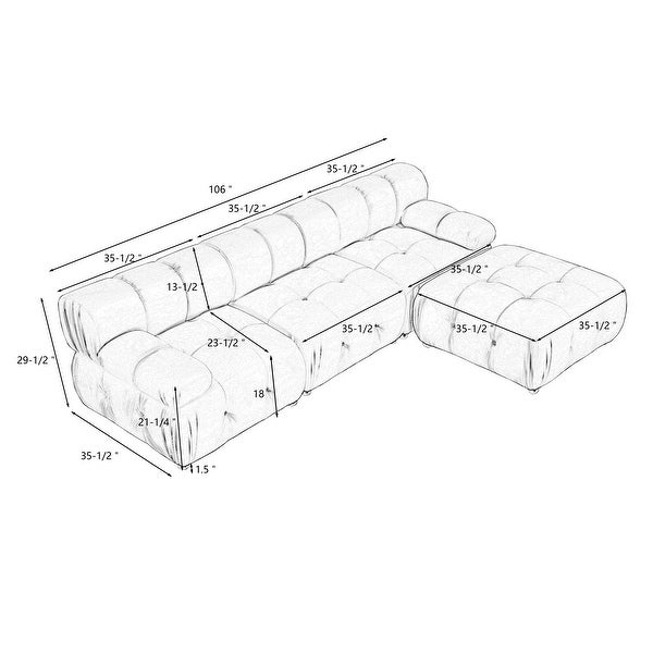 106'' Flexible Combination Module Sctional With Ottoman