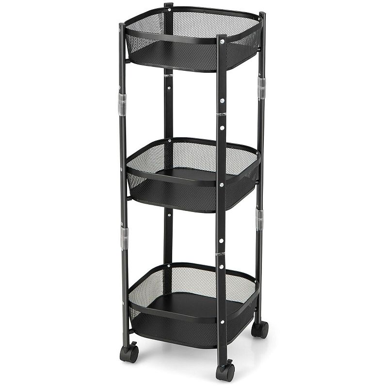 3-Tier Rotating 1-Second folding Storage Rack Metal