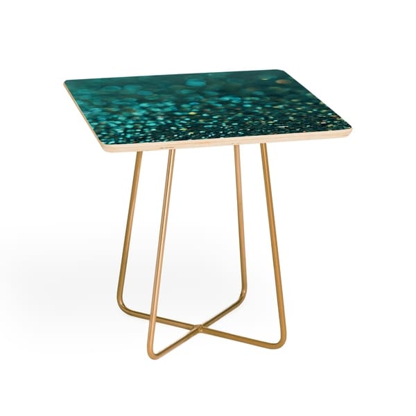 Deny Designs Aqua Glitter Side Table (Round or square， 2 leg options)