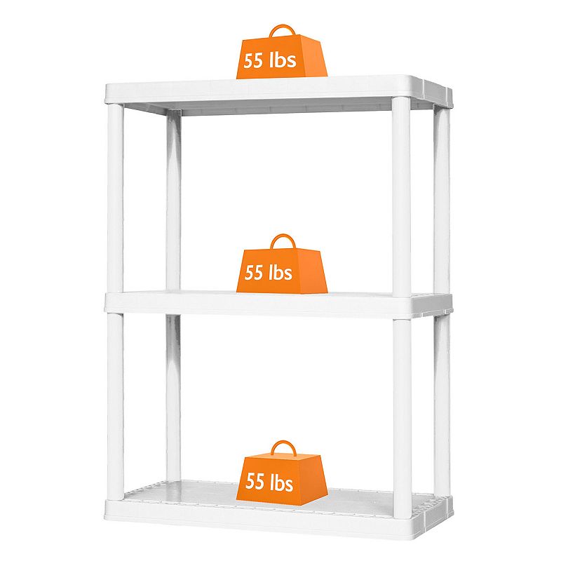 Gracious Living 3 Shelf Storage Unit Organizers For Home Or Garage， White (2 Pk)