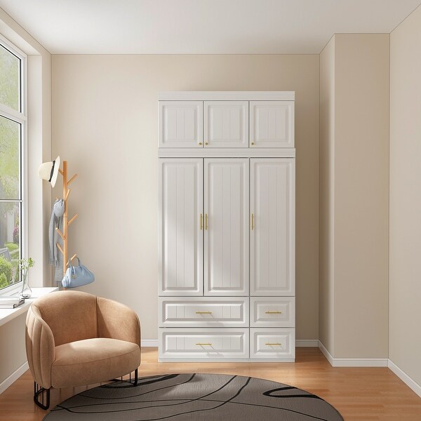 Modern Freestanding Wardrobe Armoire Closet Large Storage Cabinet - - 37070497