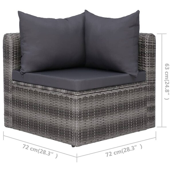 3 Piece Patio Sofa Set with Cushions Gray Poly Rattan - Overstock - 36232056