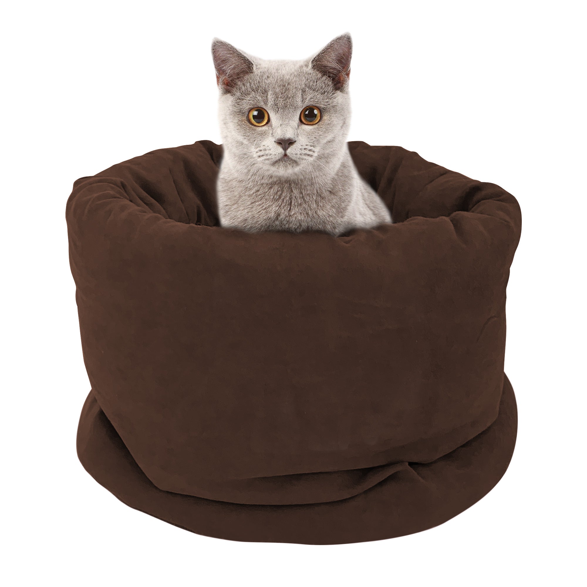 GOOPAWS 4 in 1 Self Warming Burrow Cat Bed， Pet Hideway Sleeping Cuddle Cave