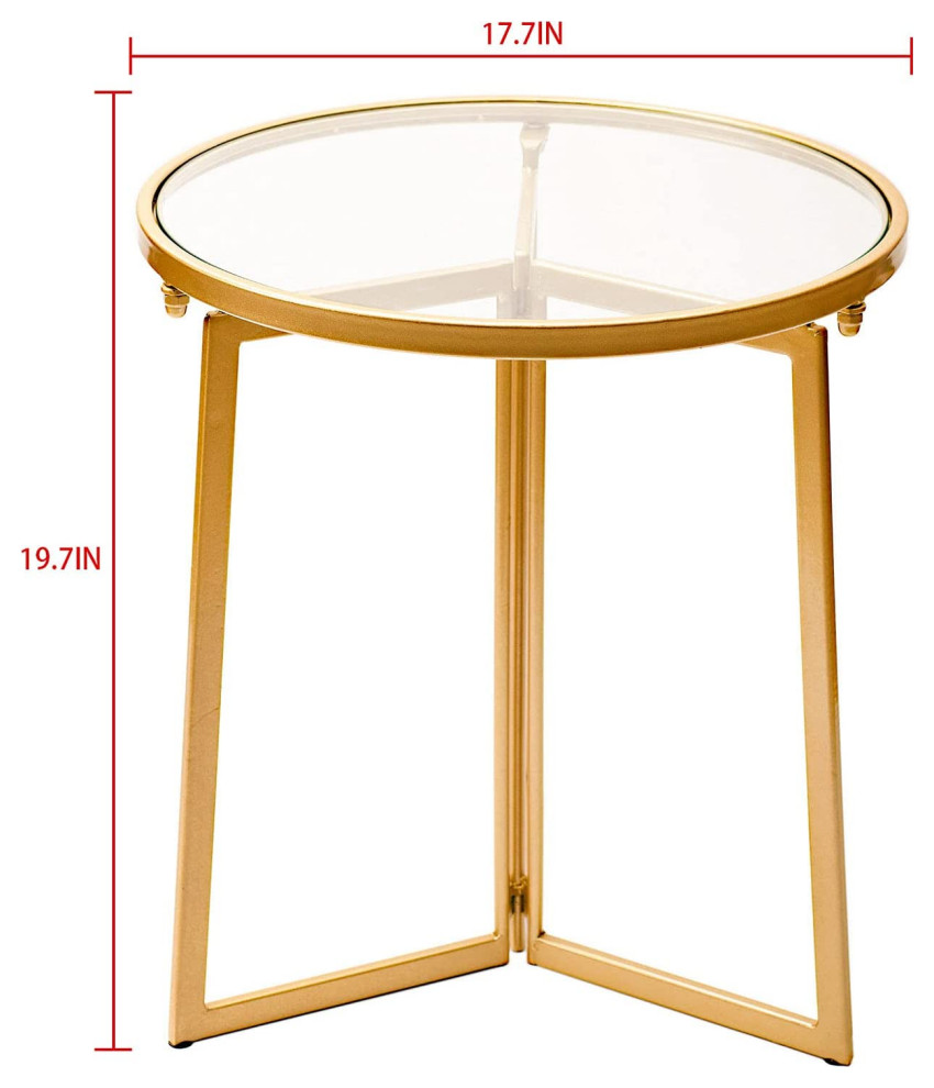 Small Side Table for Small Spaces  Round Metal Glass   Contemporary   Side Tables And End Tables   by Imtinanz  LLC  Houzz