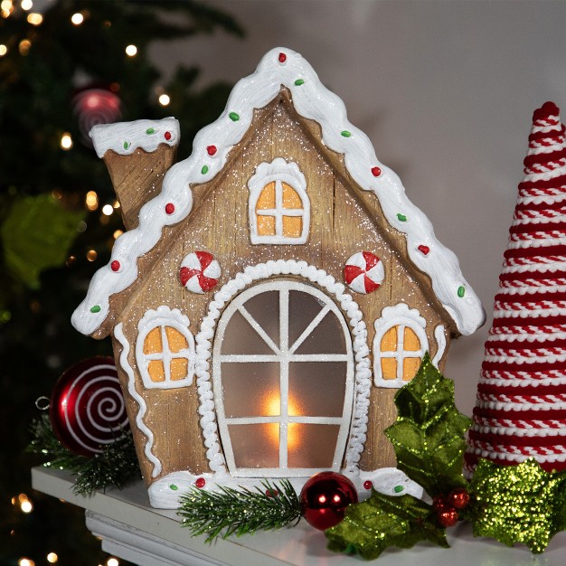 Led Lighted Frosted Gingerbread Peppermint Christmas House