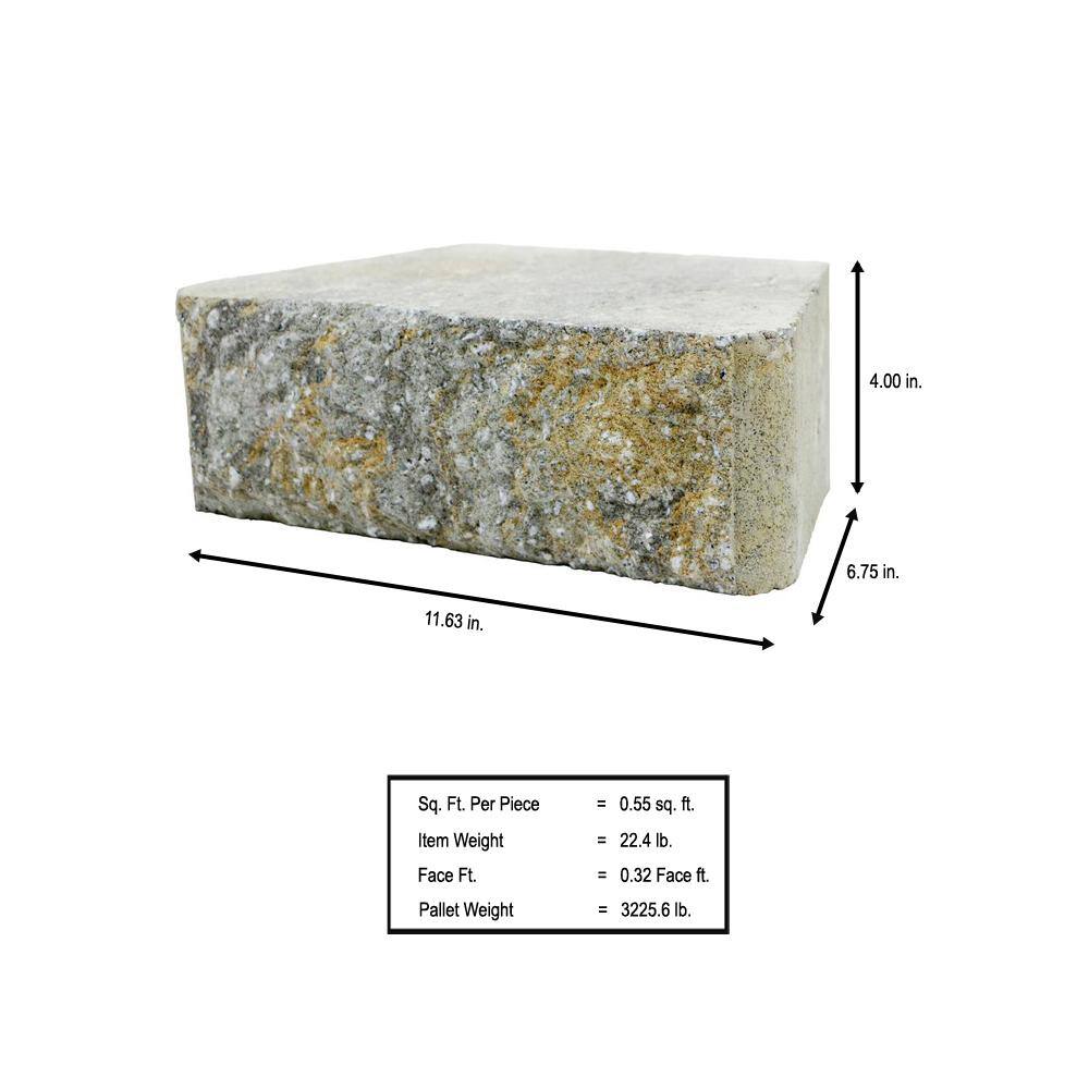 Pavestone RockWall Small 4 in. x 11.75 in. x 6.75 in. Yukon Concrete Retaining Wall Block (144 Pcs.  46.5 sq. ft.  Pallet) 87550