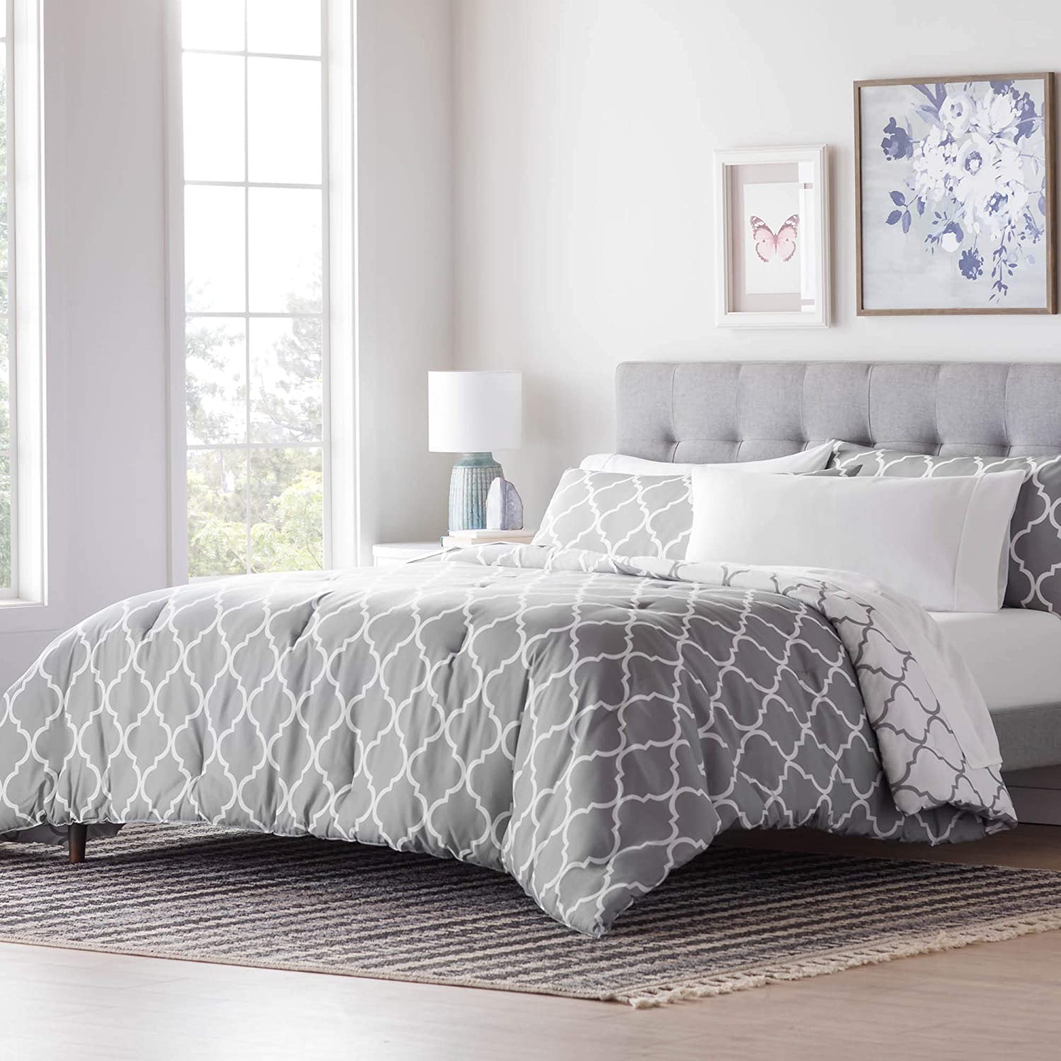 All-Season Quilted Comforter - Corner Duvet Tabs - Hypoallergenic - Plush Microfiber Fill - Machine Washable - Duvet Insert