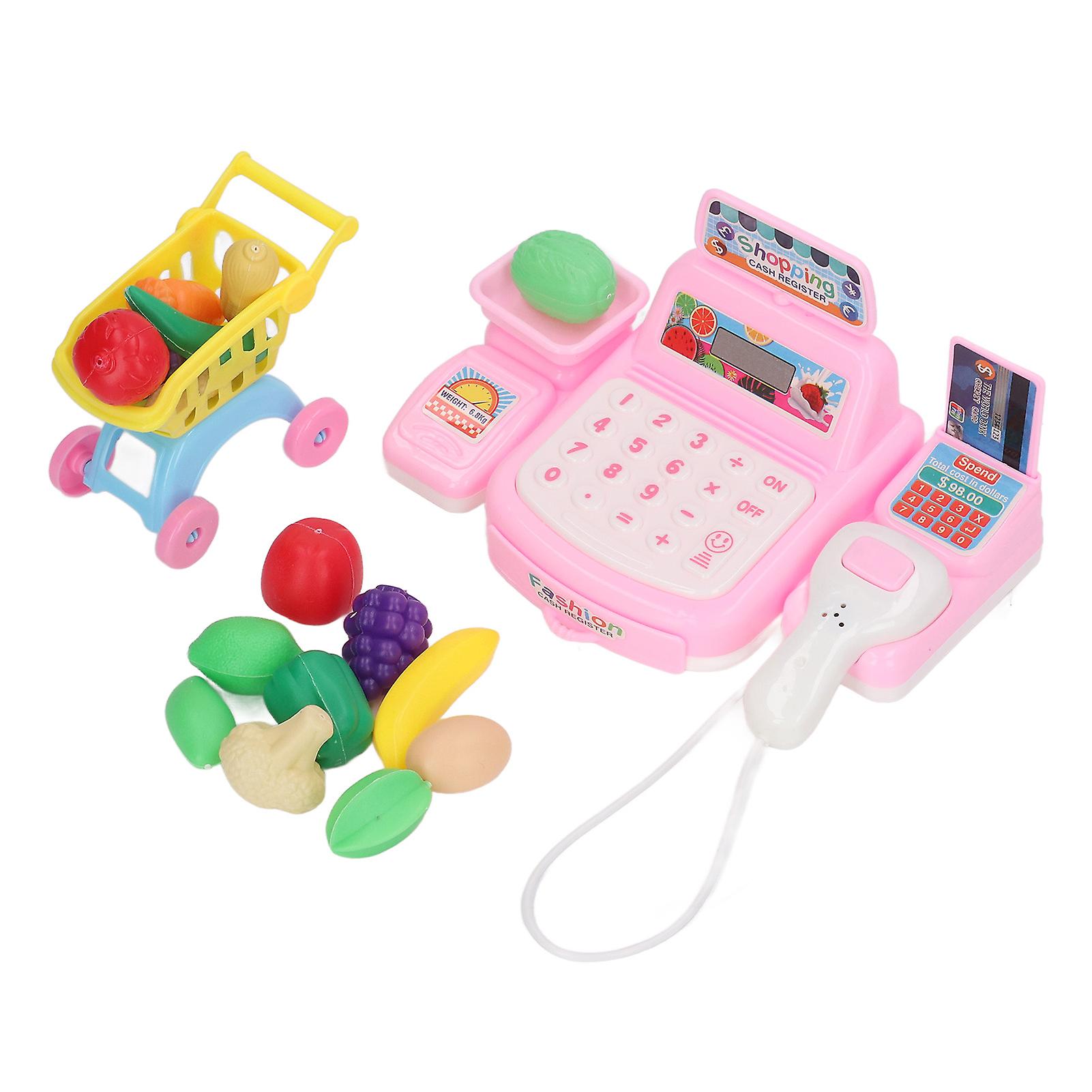 Cash Register Toy Playset Cute Bright Colors Durable Plastic Light Sound Effect Kids Cash Register for Ages Over 3