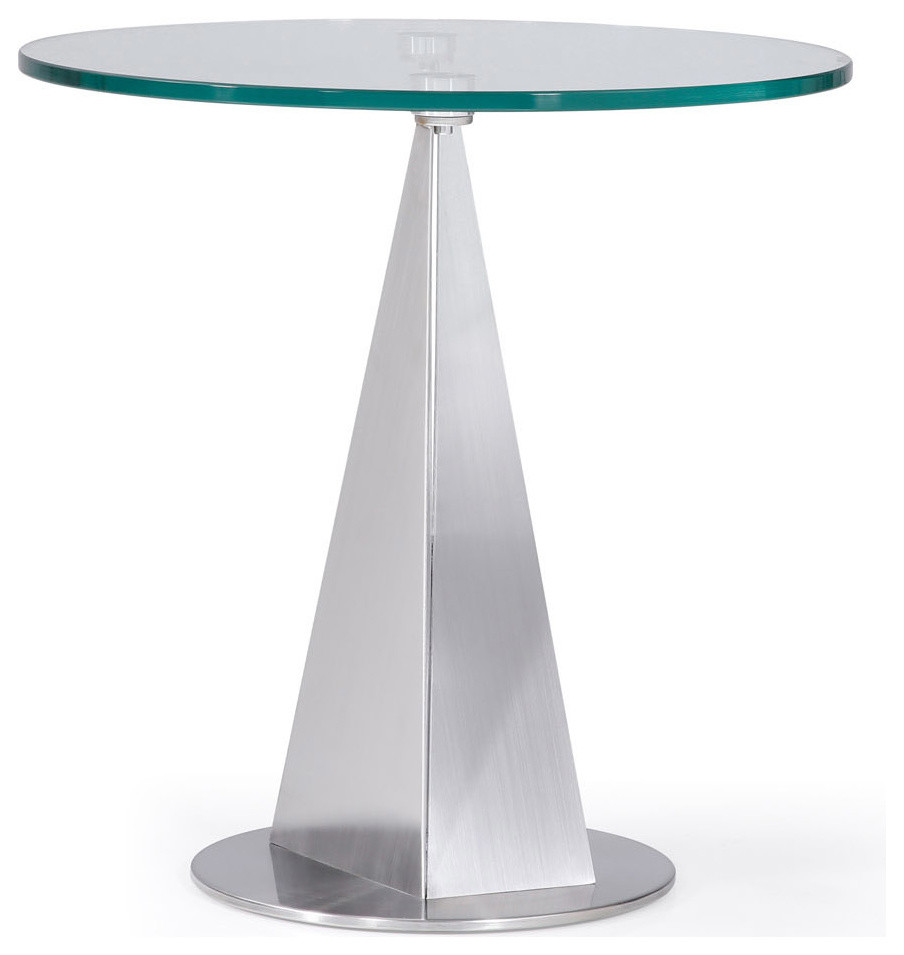 Modern Trimont End Table   Clear Glass with Brushed Stainless Steel Base   Contemporary   Side Tables And End Tables   by Zuri Furniture  Houzz