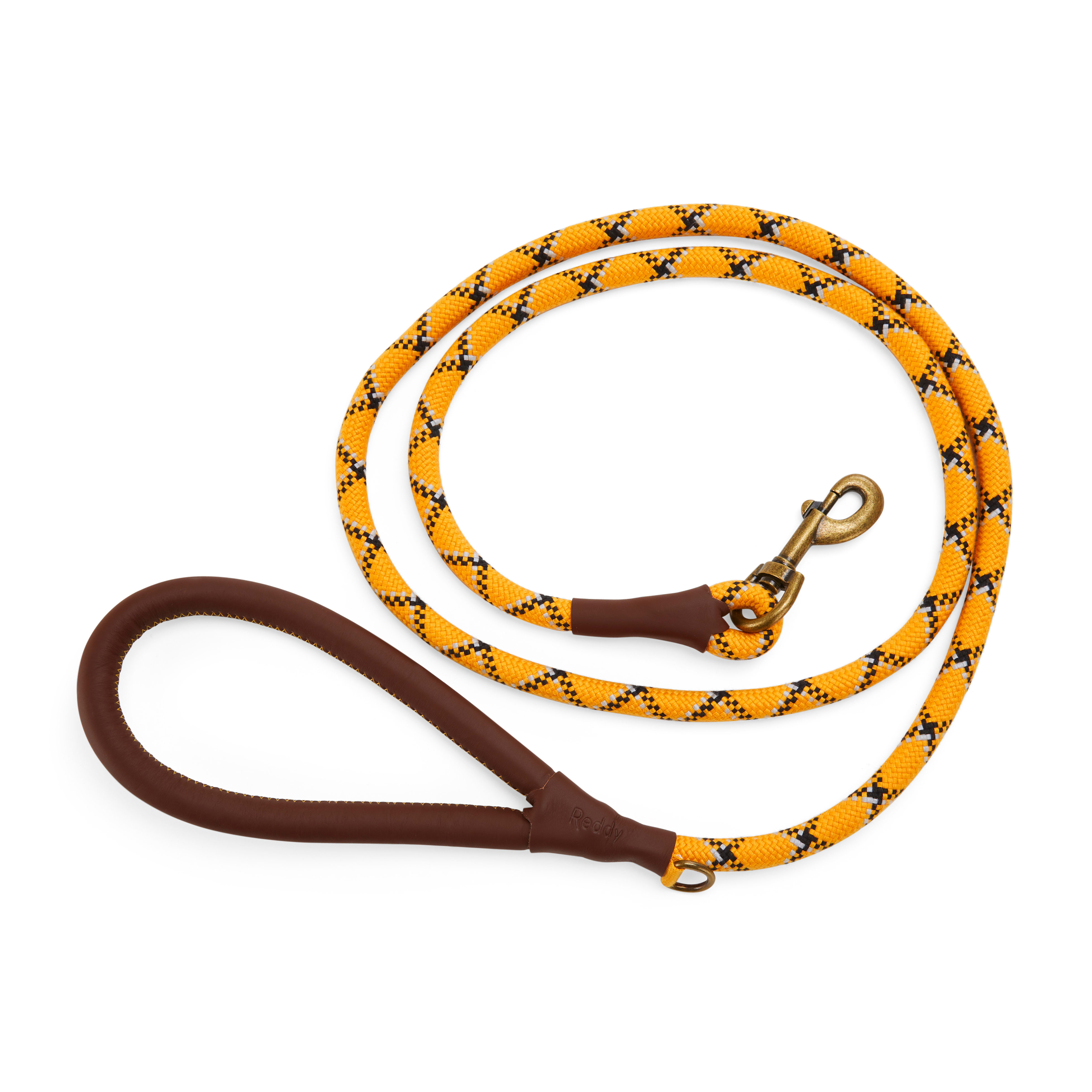 Reddy Yellow Plaid Woven Dog Leash， 6 ft.