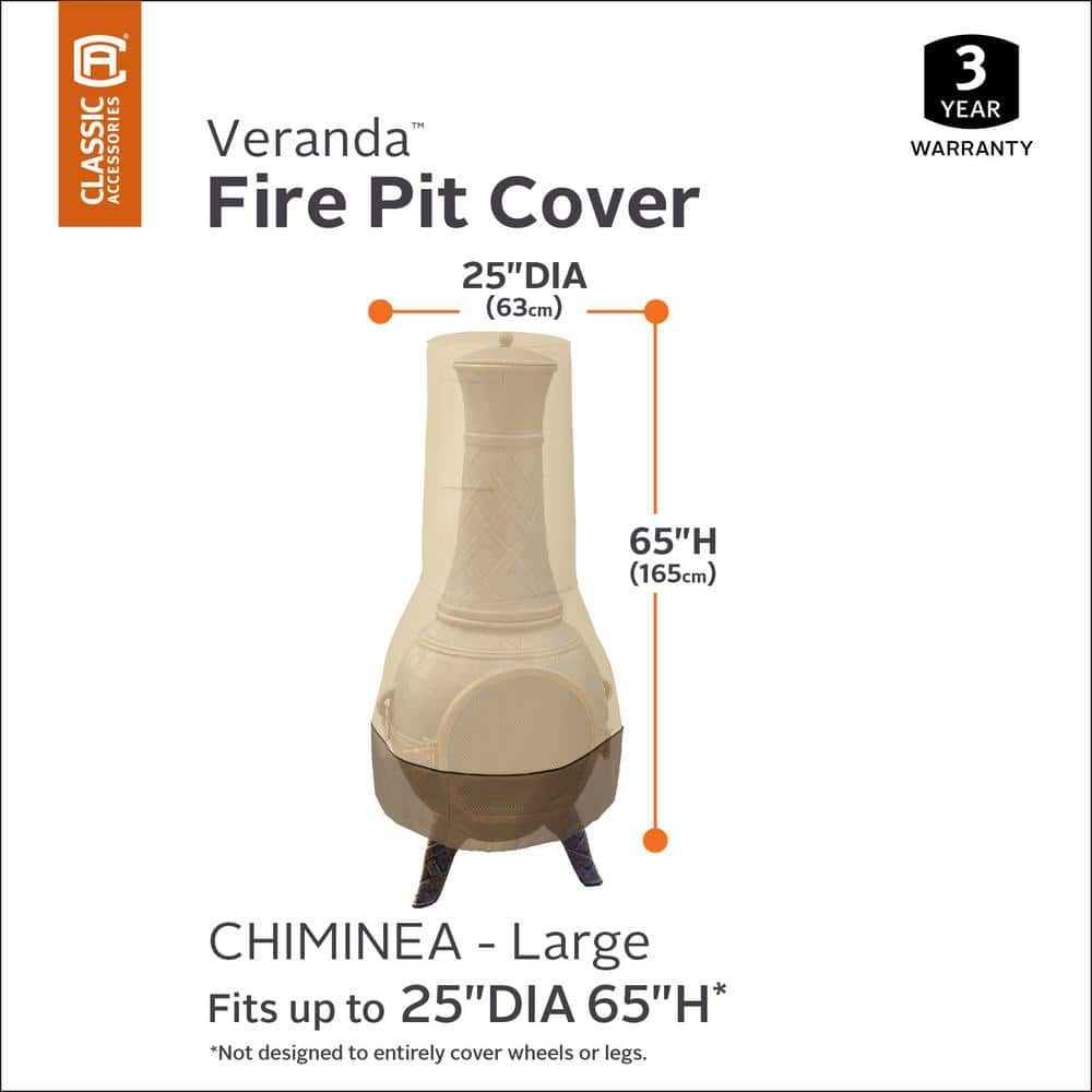 Classic Accessories Veranda 25 in. Dia x 65 in. H Outdoor Chiminea Cover 55-779-041501-00