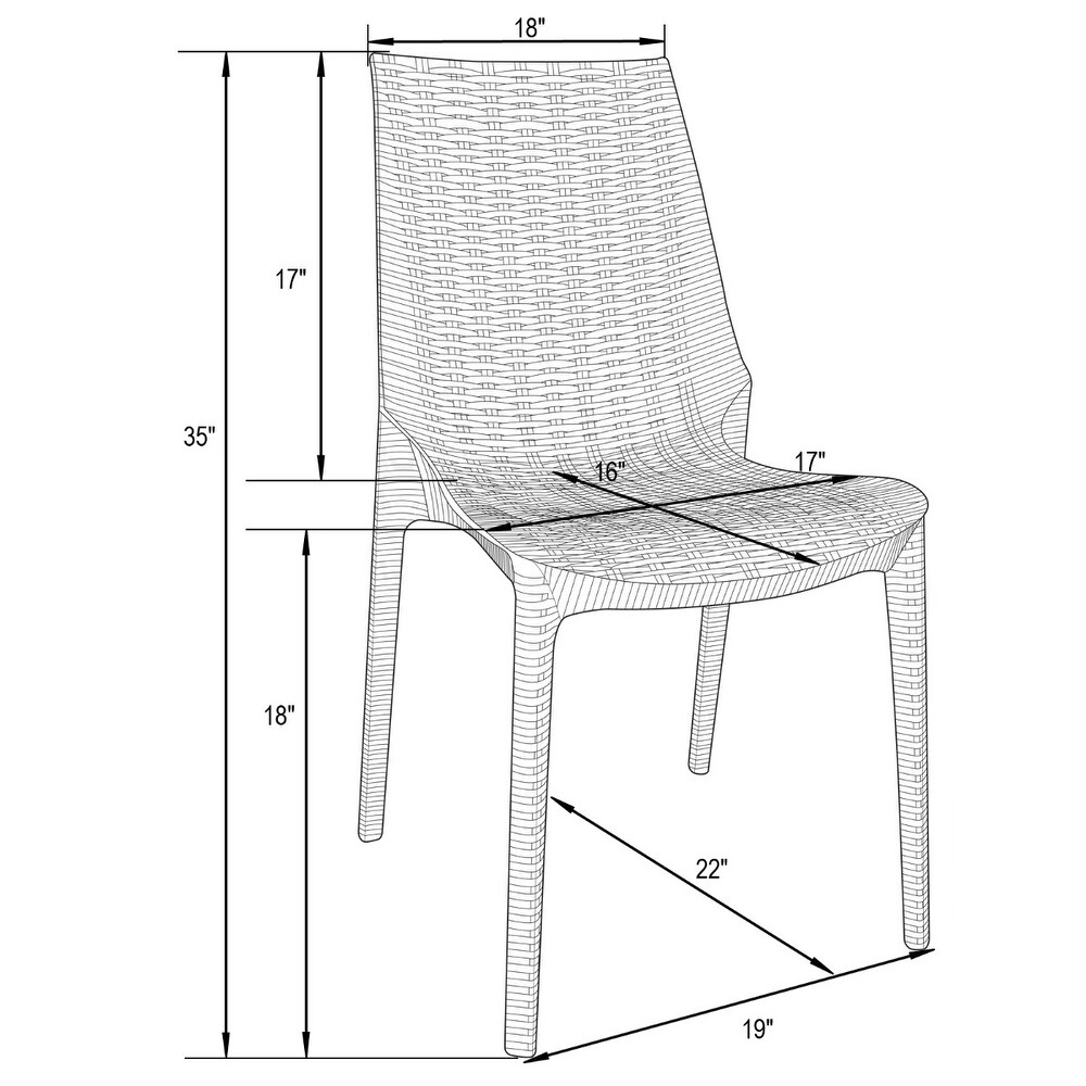 LeisureMod Kent 7 Piece Outdoor Dining Set with 4 Chairs 2 Arm Chairs   28\