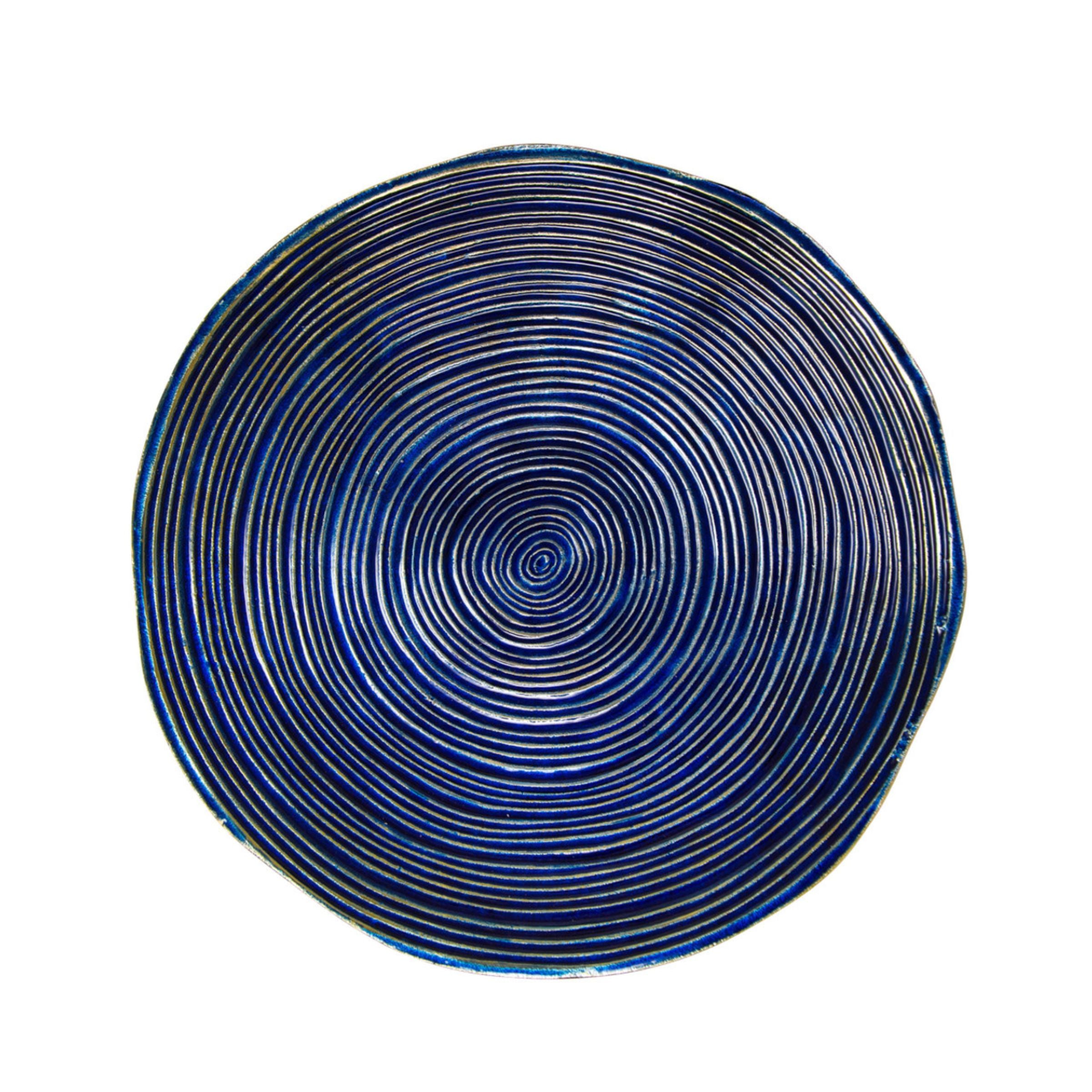 Set Of 2 Decorative Metal Swirl Tray - Blue/Multi 15559