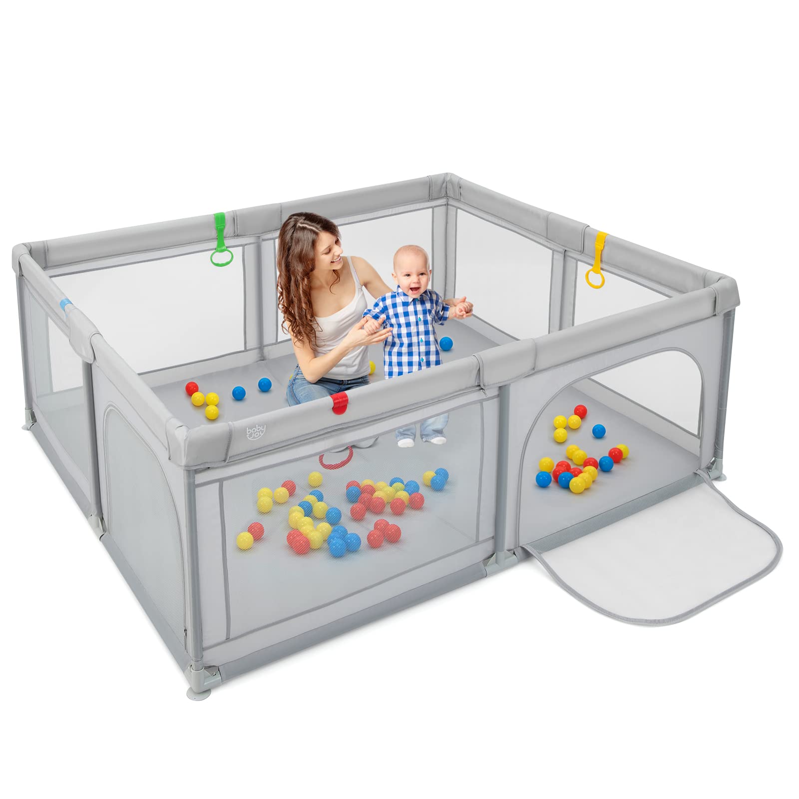 Costzon Baby Playpen for Toddler, Large Play Yard Indoor & Outdoor Kids Activity Center with Ocean Balls