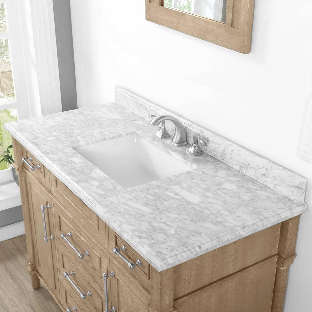 Home Decorators Collection Aberdeen 48 in W x 22 in D x 345 in H Bath Vanity in Antique Oak with White Carrara Marble Top